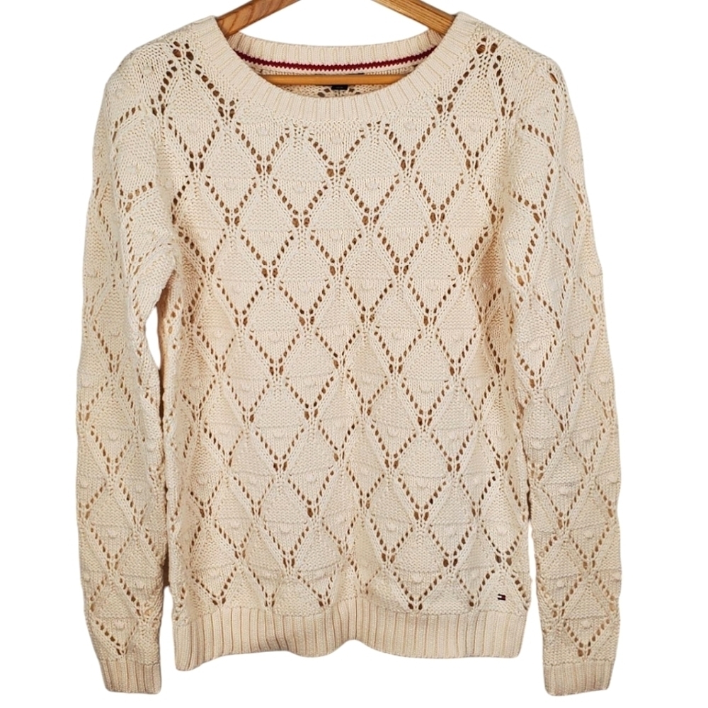 Tommy Hilfiger Cream Sweater for Women. MED